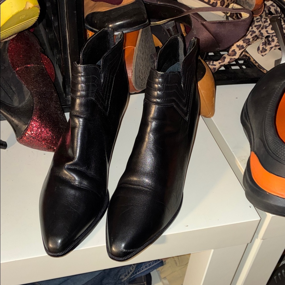 Black Leather Jennifer Moore Ankle Boots